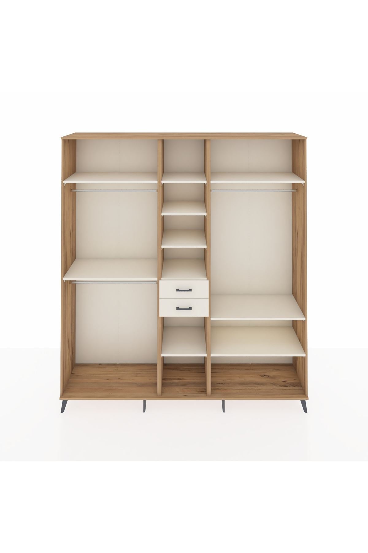 Hyperion Dolap 10 Raflı 2 Çekmeceli 3 Askılı 220x44x243 Çam-Aytaşı/Aytaşı