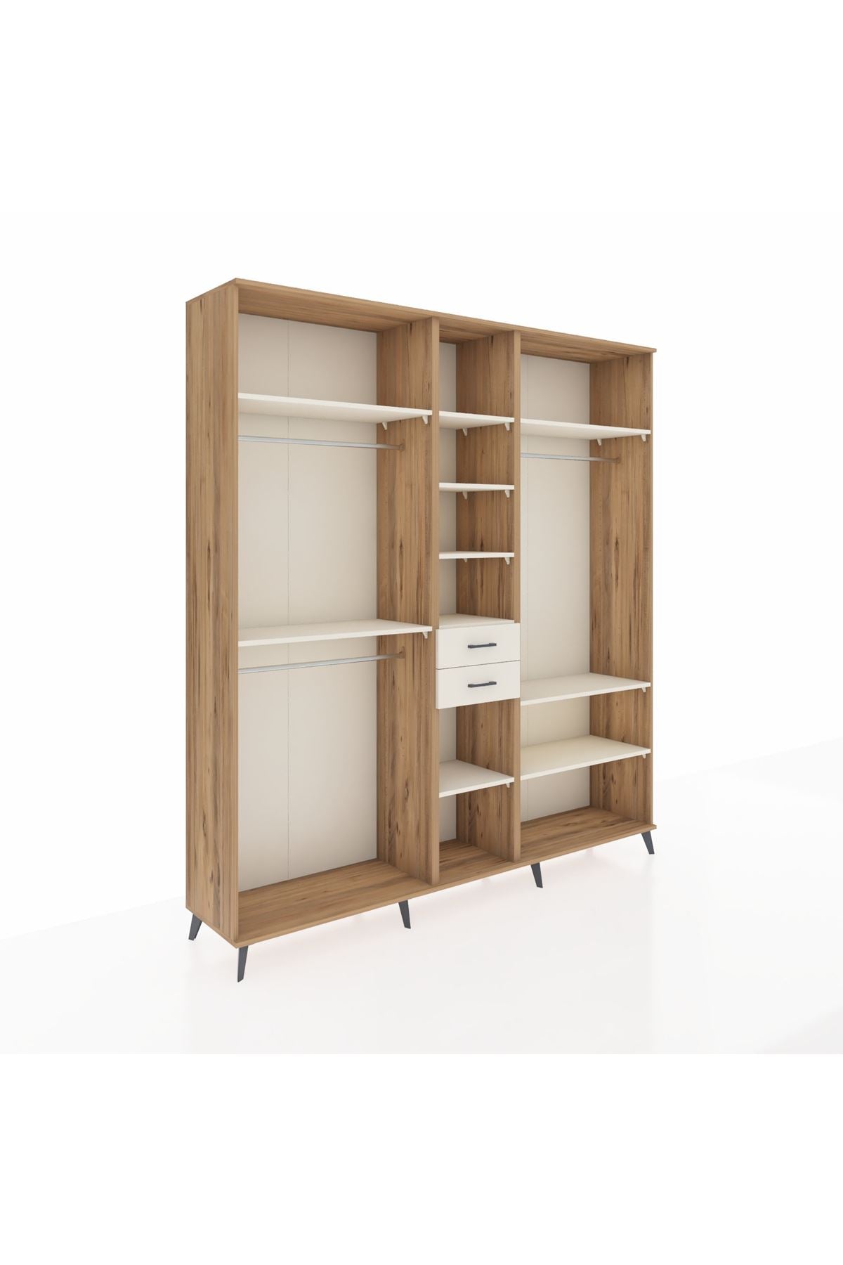 Hyperion Dolap 10 Raflı 2 Çekmeceli 3 Askılı 220x44x243 Çam-Aytaşı/Aytaşı