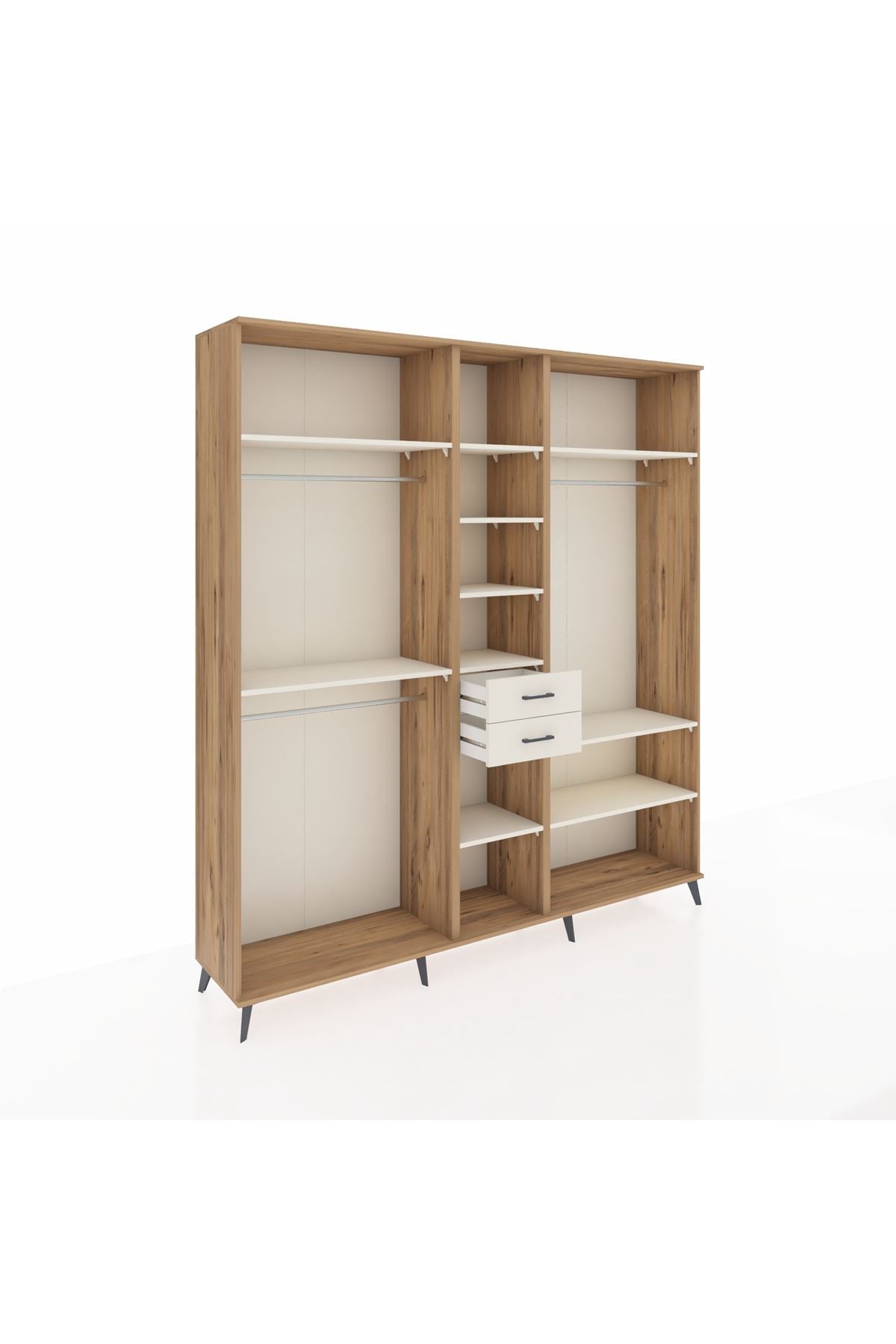 Hyperion Dolap 10 Raflı 2 Çekmeceli 3 Askılı 220x44x243 Çam-Aytaşı/Aytaşı