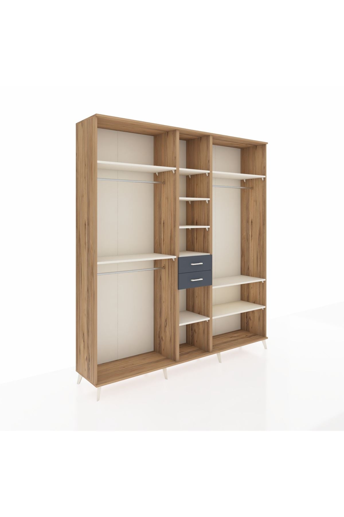 Hyperion Dolap 10 Raflı 2 Çekmeceli 3 Askılı 220x44x243 Çam-Aytaşı/Antrasit