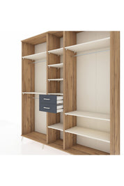 Hyperion Dolap 10 Raflı 2 Çekmeceli 3 Askılı 220x44x243 Çam-Aytaşı/Antrasit