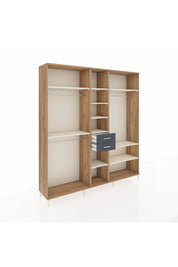 Hyperion Dolap 10 Raflı 2 Çekmeceli 3 Askılı 220x44x243 Çam-Aytaşı/Antrasit