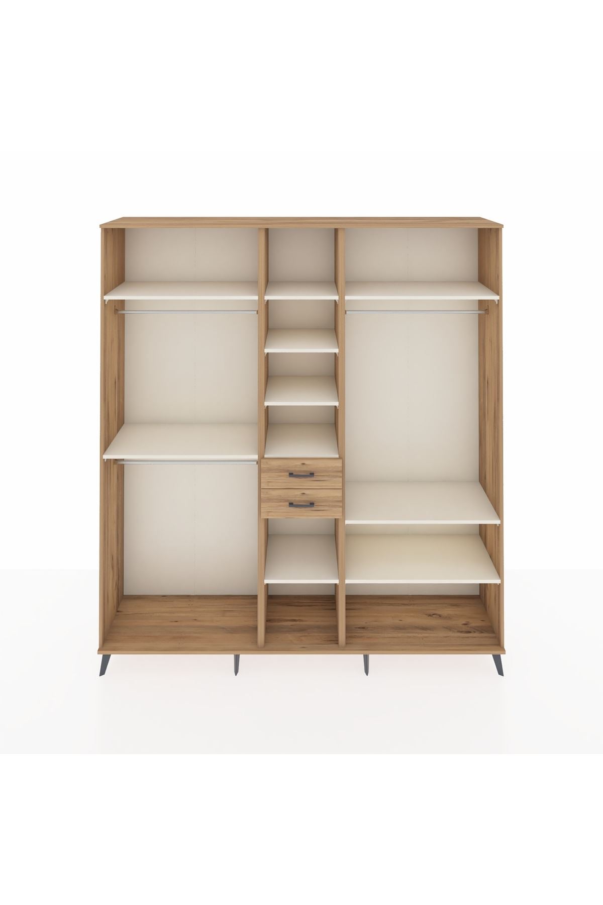 Hyperion Dolap 10 Raflı 2 Çekmeceli 3 Askılı 220x44x243 Çam-Aytaşı/Çam