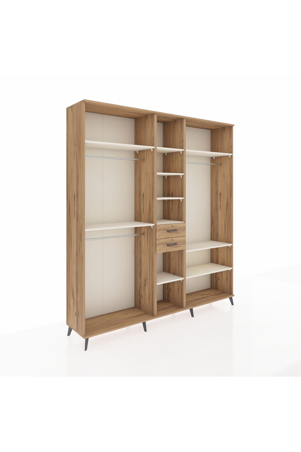 Hyperion Dolap 10 Raflı 2 Çekmeceli 3 Askılı 220x44x243 Çam-Aytaşı/Çam