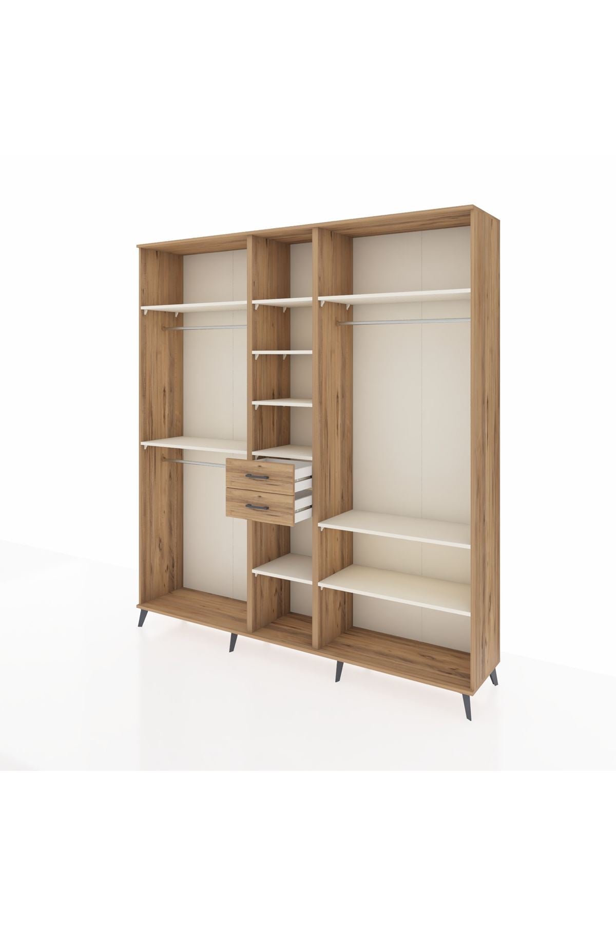 Hyperion Dolap 10 Raflı 2 Çekmeceli 3 Askılı 220x44x243 Çam-Aytaşı/Çam