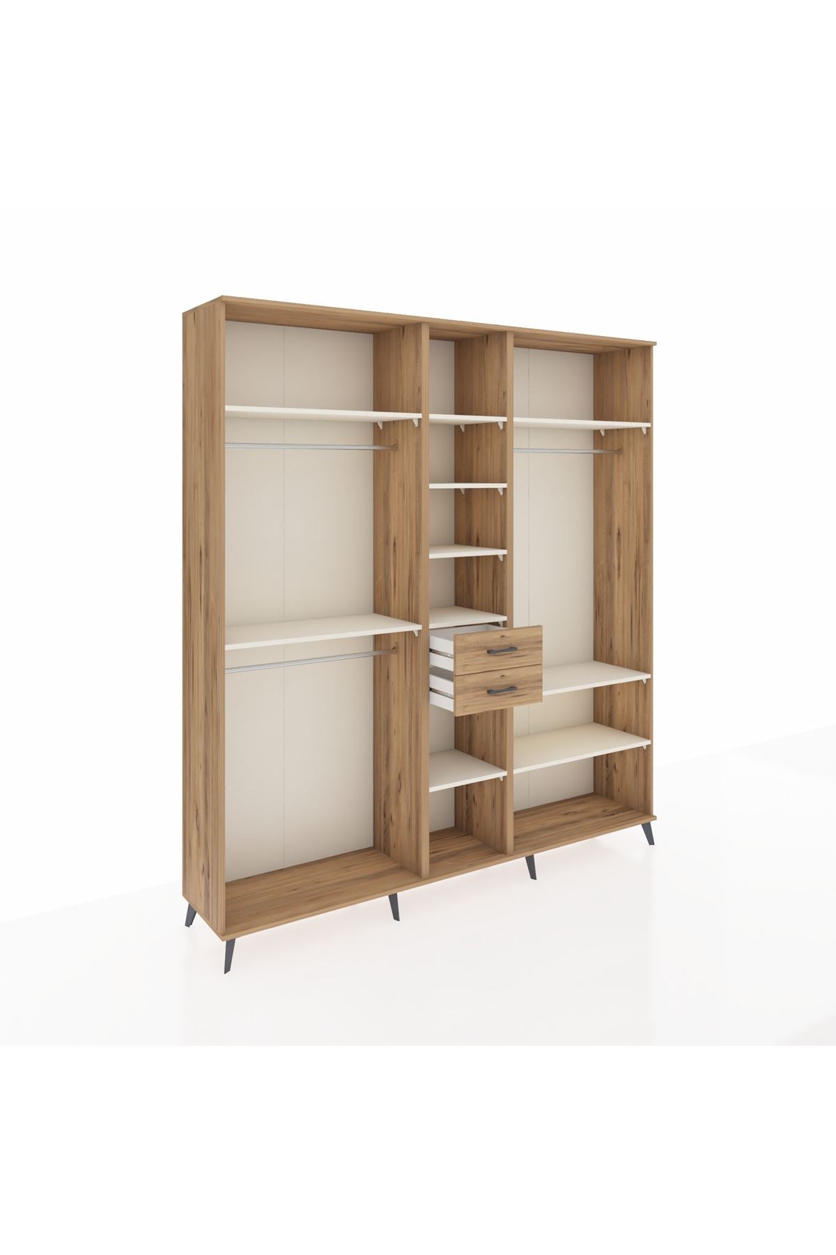 Hyperion Dolap 10 Raflı 2 Çekmeceli 3 Askılı 220x44x243 Çam-Aytaşı/Çam