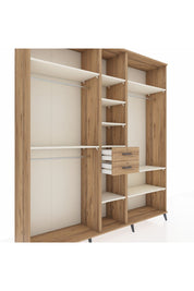 Hyperion Dolap 10 Raflı 2 Çekmeceli 3 Askılı 220x44x243 Çam-Aytaşı/Çam