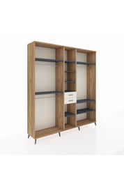 Hyperion Dolap 10 Raflı 2 Çekmeceli 3 Askılı 220x44x243 Çam-Antrasit/Aytaşı