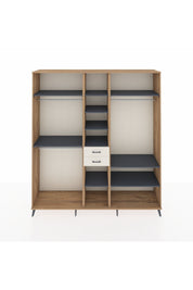 Hyperion Dolap 10 Raflı 2 Çekmeceli 3 Askılı 220x44x243 Çam-Antrasit/Aytaşı