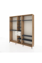 Hyperion Dolap 10 Raflı 2 Çekmeceli 3 Askılı 220x44x243 Çam-Antrasit/Aytaşı