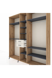 Hyperion Dolap 10 Raflı 2 Çekmeceli 3 Askılı 220x44x243 Çam-Antrasit/Aytaşı