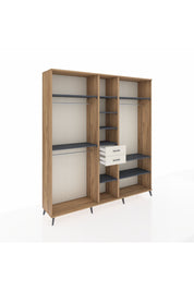 Hyperion Dolap 10 Raflı 2 Çekmeceli 3 Askılı 220x44x243 Çam-Antrasit/Aytaşı