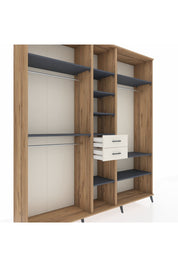 Hyperion Dolap 10 Raflı 2 Çekmeceli 3 Askılı 220x44x243 Çam-Antrasit/Aytaşı