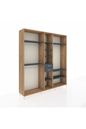 Hyperion Dolap 10 Raflı 2 Çekmeceli 3 Askılı 220x44x243 Çam-Antrasit/Antrasit