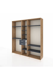 Hyperion Dolap 10 Raflı 2 Çekmeceli 3 Askılı 220x44x243 Çam-Antrasit/Antrasit