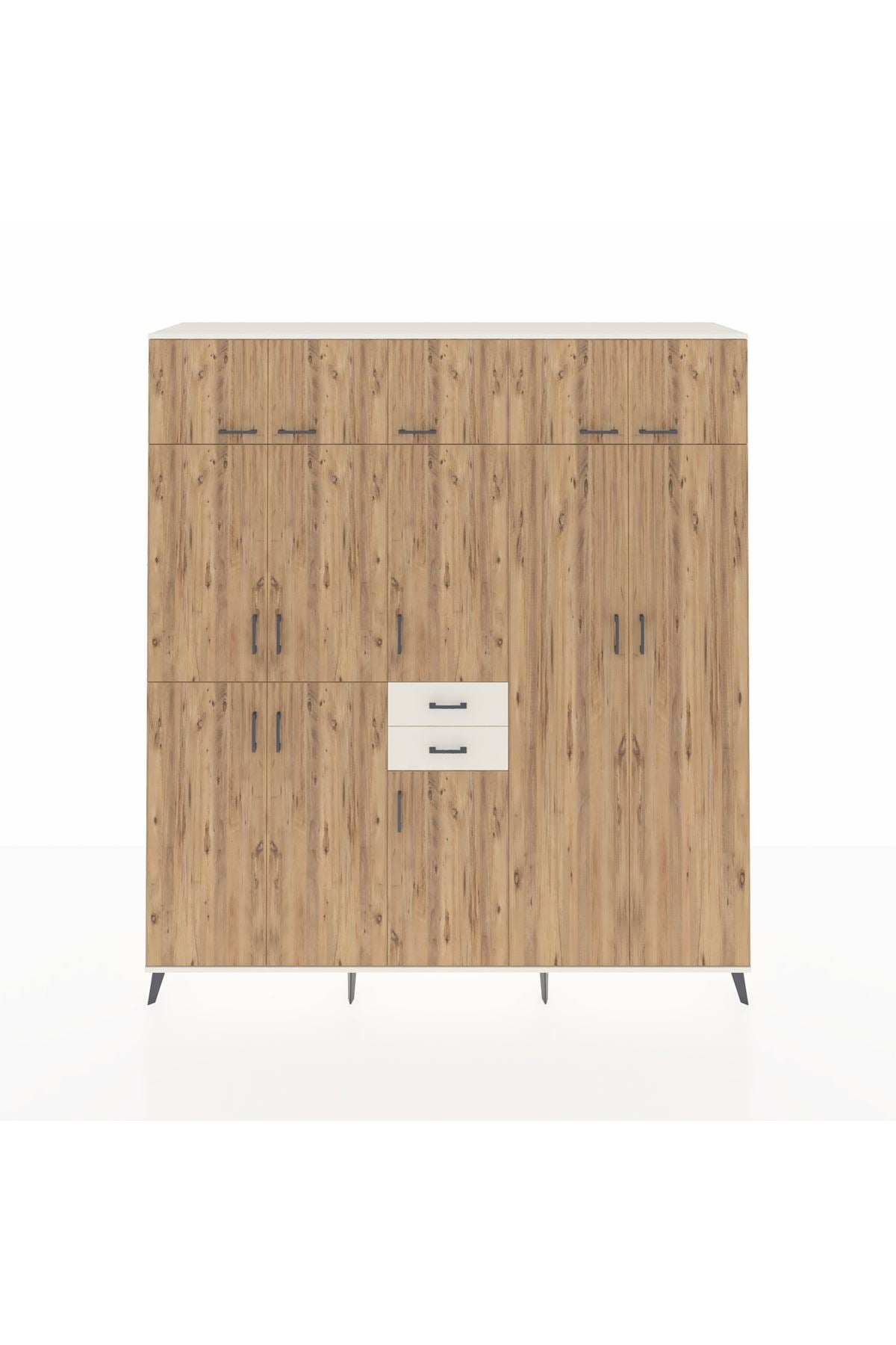 Hyperion Dolap 10 Raflı 2 Çekmeceli 3 Askılı 220x44x243 Aytaşı-Çam/Aytaşı