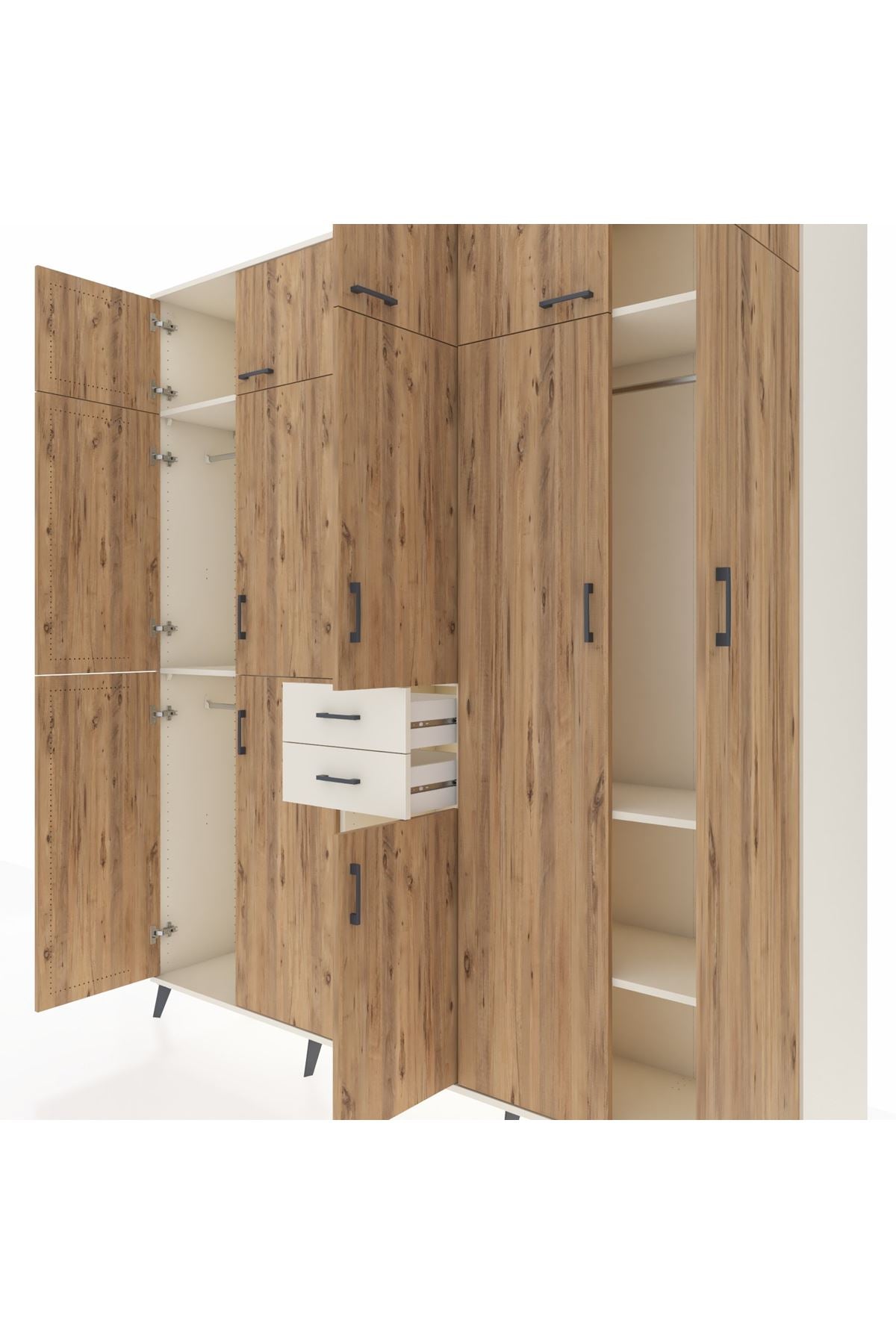 Hyperion Dolap 10 Raflı 2 Çekmeceli 3 Askılı 220x44x243 Aytaşı-Çam/Aytaşı