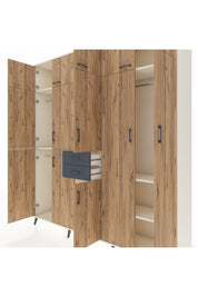 Hyperion Dolap 10 Raflı 2 Çekmeceli 3 Askılı 220x44x243 Aytaşı-Çam/Antrasit