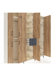 Hyperion Dolap 10 Raflı 2 Çekmeceli 3 Askılı 220x44x243 Aytaşı-Çam/Antrasit