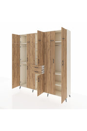 Hyperion Dolap 10 Raflı 2 Çekmeceli 3 Askılı 220x44x243 Aytaşı-Çam/Çam