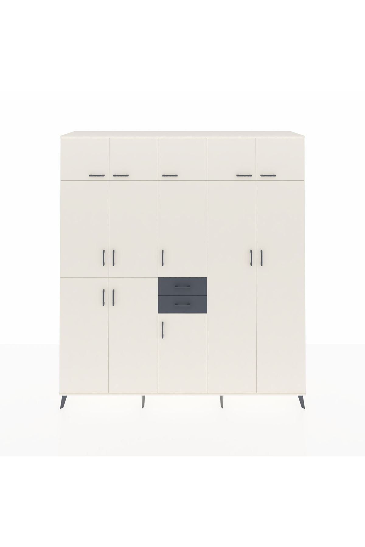 Hyperion Dolap 10 Raflı 2 Çekmeceli 3 Askılı 220x44x243 Aytaşı-Aytaşı/Antrasit