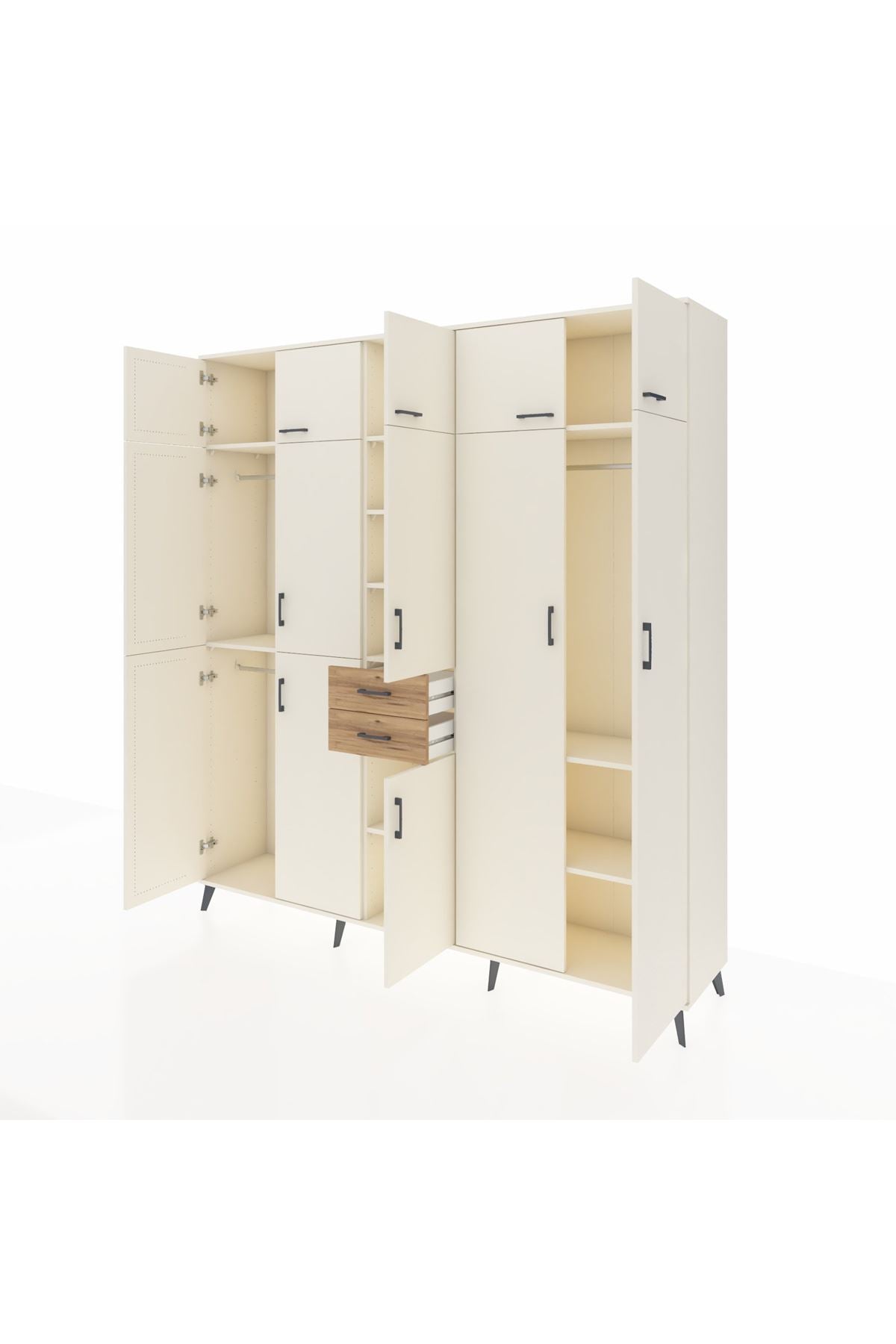 Hyperion Dolap 10 Raflı 2 Çekmeceli 3 Askılı 220x44x243 Aytaşı-Aytaşı/Çam