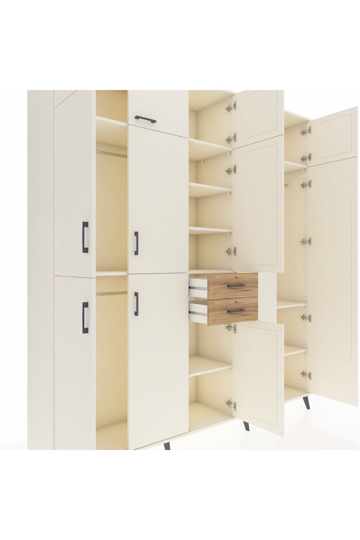 Hyperion Dolap 10 Raflı 2 Çekmeceli 3 Askılı 220x44x243 Aytaşı-Aytaşı/Çam