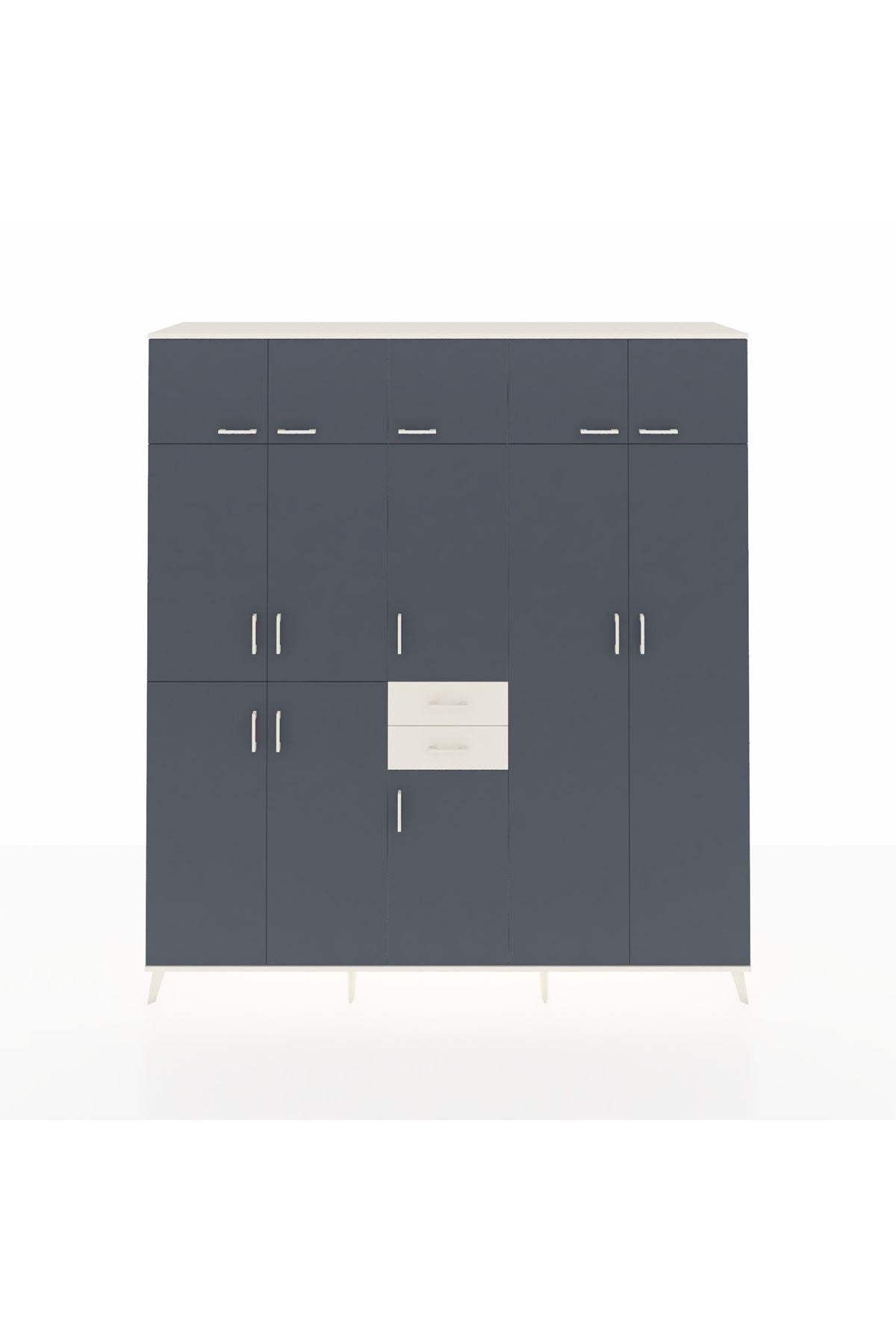 Hyperion Dolap 10 Raflı 2 Çekmeceli 3 Askılı 220x44x243 Aytaşı-Antrasit/Aytaşı