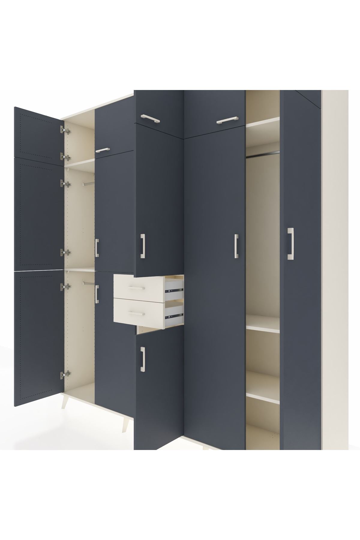 Hyperion Dolap 10 Raflı 2 Çekmeceli 3 Askılı 220x44x243 Aytaşı-Antrasit/Aytaşı