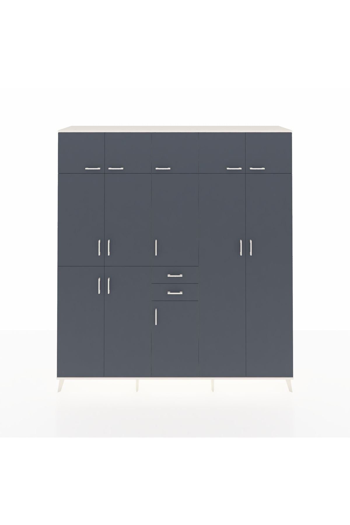 Hyperion Dolap 10 Raflı 2 Çekmeceli 3 Askılı 220x44x243 Aytaşı-Antrasit/Antrasit