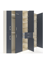 Hyperion Dolap 10 Raflı 2 Çekmeceli 3 Askılı 220x44x243 Aytaşı-Antrasit/Antrasit