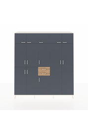 Hyperion Dolap 10 Raflı 2 Çekmeceli 3 Askılı 220x44x243 Aytaşı-Antrasit/Çam