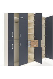 Hyperion Dolap 10 Raflı 2 Çekmeceli 3 Askılı 220x44x243 Aytaşı-Antrasit/Çam