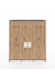 Hyperion Dolap 10 Raflı 2 Çekmeceli 3 Askılı 220x44x243 Antrasit-Çam/Aytaşı