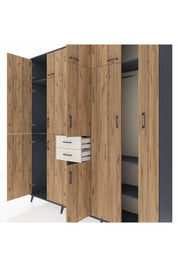 Hyperion Dolap 10 Raflı 2 Çekmeceli 3 Askılı 220x44x243 Antrasit-Çam/Aytaşı