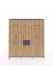 Hyperion Dolap 10 Raflı 2 Çekmeceli 3 Askılı 220x44x243 Antrasit-Çam/Antrasit