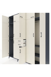 Hyperion Dolap 10 Raflı 2 Çekmeceli 3 Askılı 220x44x243 Antrasit-Aytaşı/Aytaşı