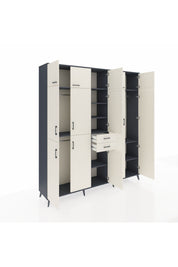 Hyperion Dolap 10 Raflı 2 Çekmeceli 3 Askılı 220x44x243 Antrasit-Aytaşı/Aytaşı