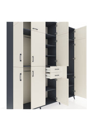 Hyperion Dolap 10 Raflı 2 Çekmeceli 3 Askılı 220x44x243 Antrasit-Aytaşı/Aytaşı