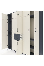 Hyperion Dolap 10 Raflı 2 Çekmeceli 3 Askılı 220x44x243 Antrasit-Aytaşı/Antrasit