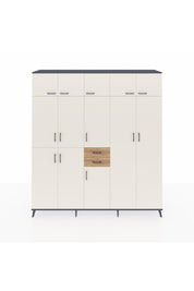 Hyperion Dolap 10 Raflı 2 Çekmeceli 3 Askılı 220x44x243 Antrasit-Aytaşı/Çam