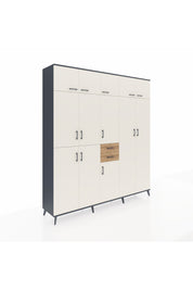 Hyperion Dolap 10 Raflı 2 Çekmeceli 3 Askılı 220x44x243 Antrasit-Aytaşı/Çam