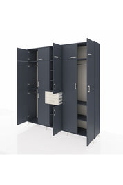 Hyperion Dolap 10 Raflı 2 Çekmeceli 3 Askılı 220x44x243 Antrasit-Antrasit/Aytaşı