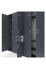 Hyperion Dolap 10 Raflı 2 Çekmeceli 3 Askılı 220x44x243 Antrasit-Antrasit/Antrasit