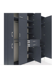 Hyperion Dolap 10 Raflı 2 Çekmeceli 3 Askılı 220x44x243 Antrasit-Antrasit/Antrasit