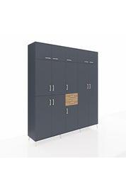 Hyperion Dolap 10 Raflı 2 Çekmeceli 3 Askılı 220x44x243 Antrasit-Antrasit/Çam