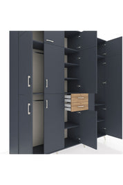 Hyperion Dolap 10 Raflı 2 Çekmeceli 3 Askılı 220x44x243 Antrasit-Antrasit/Çam