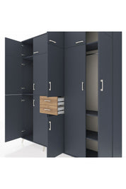 Hyperion Dolap 10 Raflı 2 Çekmeceli 3 Askılı 220x44x243 Antrasit-Antrasit/Çam