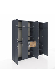 Hyperion Dolap 10 Raflı 2 Çekmeceli 3 Askılı 220x44x243 Antrasit-Antrasit/Çam