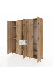 Hyperion Dolap 10 Raflı 2 Çekmeceli 3 Askılı 220x44x243 Çam-Çam/Aytaşı